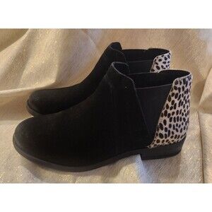 Clarks Demi 2 Beat Ankle Booties Leather Black Leopard Size 9.5